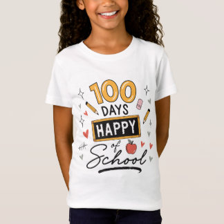 Camiseta Feliz 100 Dias de Escola Professor Jardim de Infân