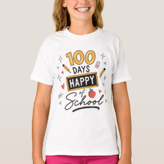 Camiseta Feliz 100 Dias de Escola Professor Jardim de Infân