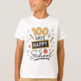 Camiseta Feliz 100 Dias de Escola Professor Jardim de Infân