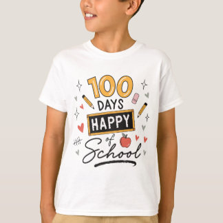 Camiseta Feliz 100 Dias de Escola Professor Jardim de Infân