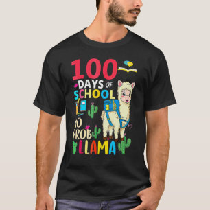 Camiseta Feliz 100 Dias De Escola Sem Problema Llama 100º