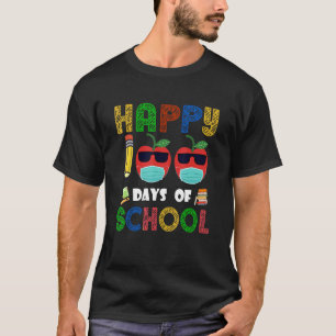 Camiseta Feliz 100 Dias De Máscara De Maçã Qua Engraçada Na