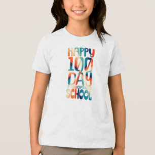 Camiseta Feliz 100 Dias de Menina da Escola de volta à esco