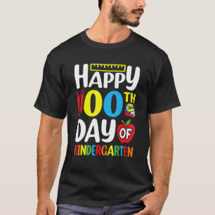 Camiseta Feliz 100 Dias De Meninos Escolares Meninas Jardim