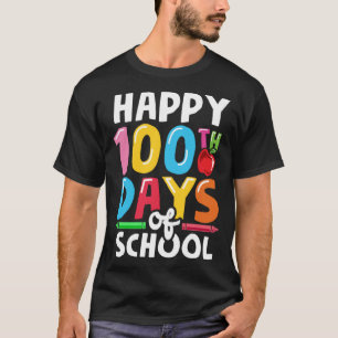 Camiseta Feliz 100 Dias de Presente Escolar para Garota Pro