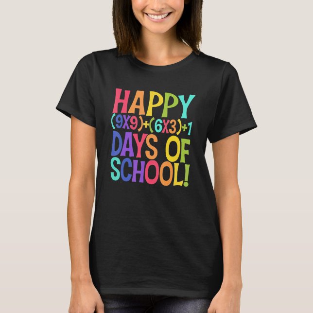 Camiseta Feliz 100 dias de professor de matemática na escol (Frente)