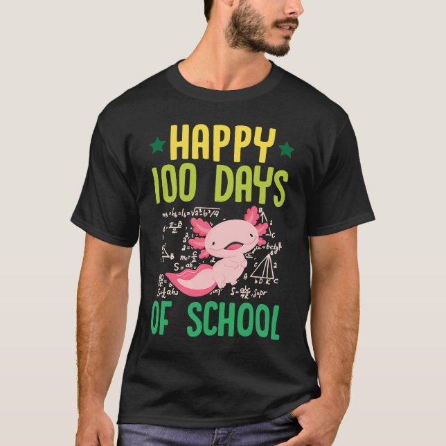 Camiseta Feliz 100 Dias De Professora De Matemática Em Pet  (Frente)