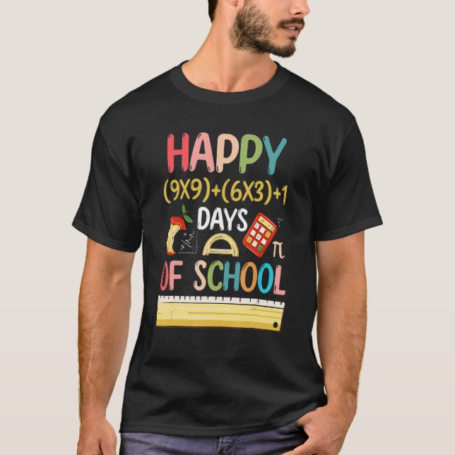 Camiseta Feliz 100 Dias De Professores Matemáticas Meninas (Frente)