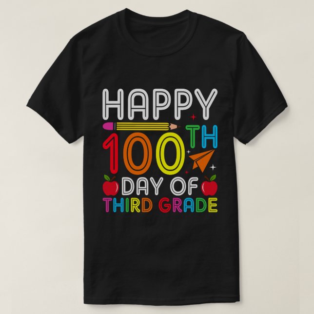 Camiseta feliz 100 dias do terceiro ano (Frente do Design)