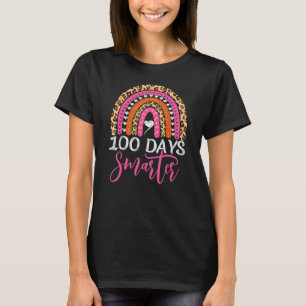 Camiseta Feliz 100 dias mais inteligente Rainbow Leopardo 1
