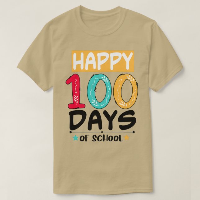 Camiseta Feliz 100 dias selvagens de cola na escola (Frente do Design)
