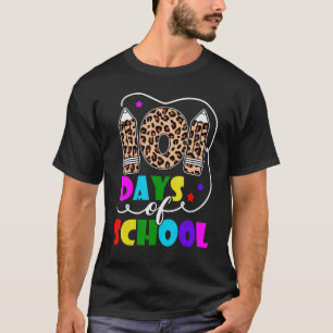 Camiseta Feliz 101 Dias De Estudante De Leopardo Escolar 10