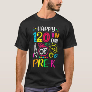 Camiseta Feliz 120º Dia Da Escola 120º Dia De Ensino Pré-K
