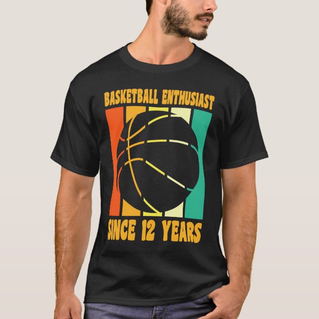 Camiseta Feliz 12 de aniversário, 12 anos, retrobasquete 12 (Frente)