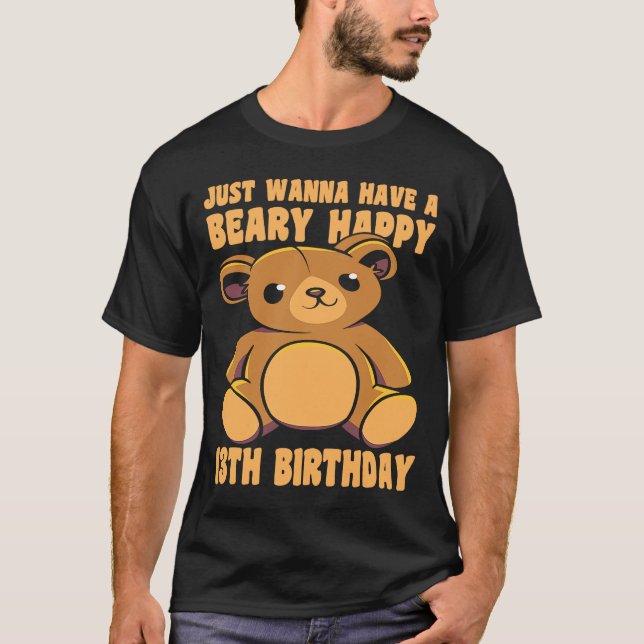 Camiseta Feliz 13 de aniversário de 13 anos Beary Happy 13  (Frente)