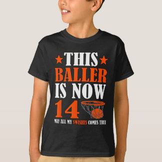 Camiseta Feliz 14 de aniversário de 14 anos 14 de basquete