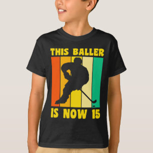 Camiseta Feliz 15 de aniversário, 15 anos, Retro Hockey 15t