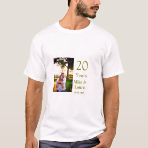 Camiseta Feliz 20º aniversário adicionar nome do casal data