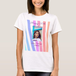 Camiseta Feliz 20º Aniversário arco-íris rústico boho linha