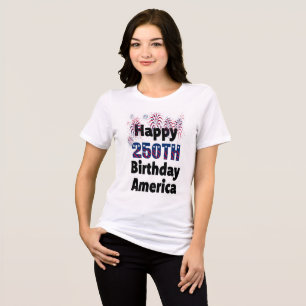 Camiseta Feliz 250º América Fogos Patrióticos 4 de Julho