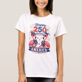 Camiseta Feliz 250º Aniversário América Flamingos Patriótic