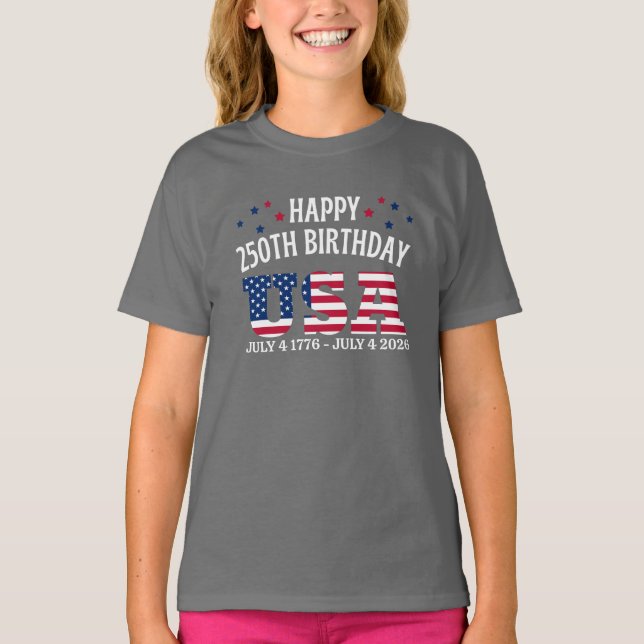 Camiseta Feliz 250º aniversário EUA (Frente)
