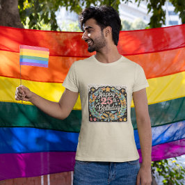 Camiseta Feliz 25 de Aniversário das Estrelas Florais Mens