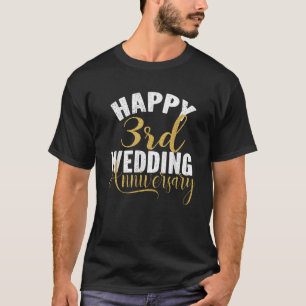 Camiseta Feliz 3º Aniversário de Casamento Presente para Co