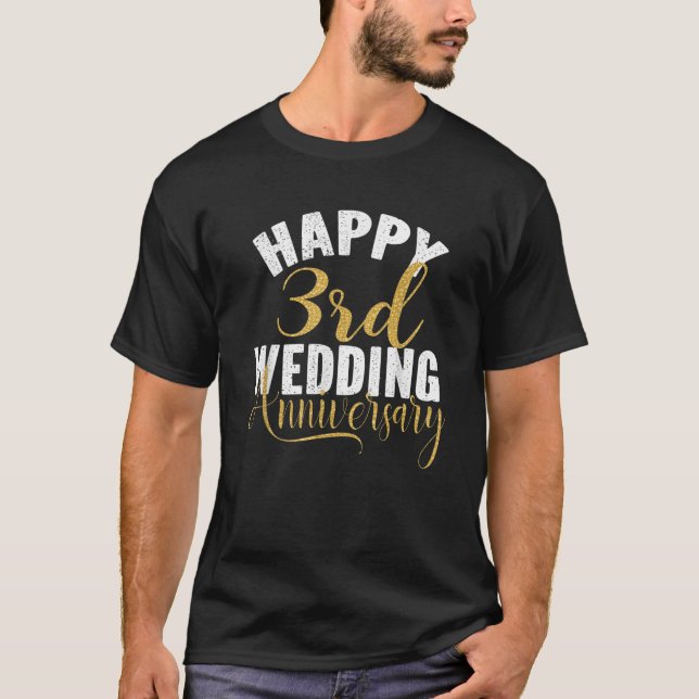 Camiseta Feliz 3º Aniversário de Casamento Presente para Co (Frente)