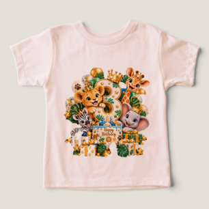 Camiseta Feliz 3º Aniversário Safari