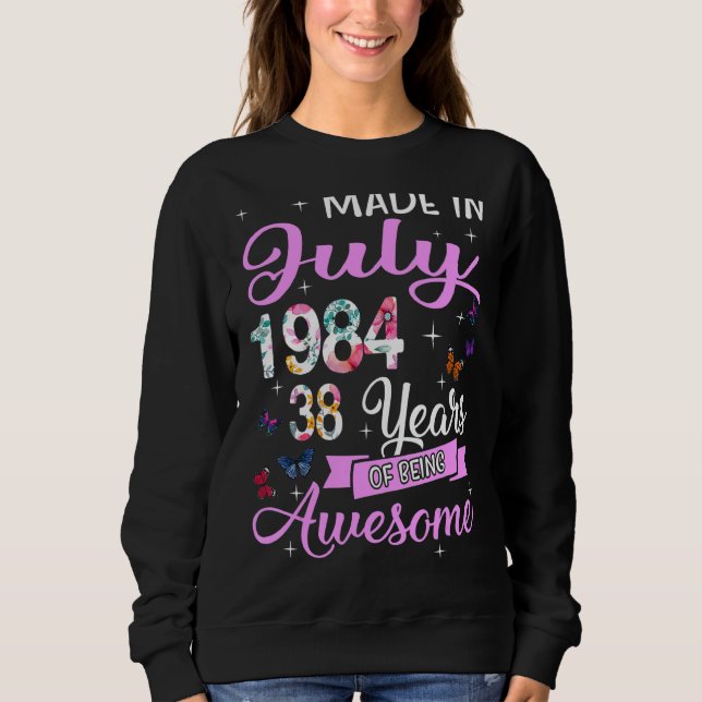 Camiseta Feliz 38º Aniversário Feito Em Julho De 1984 38 An (Frente)