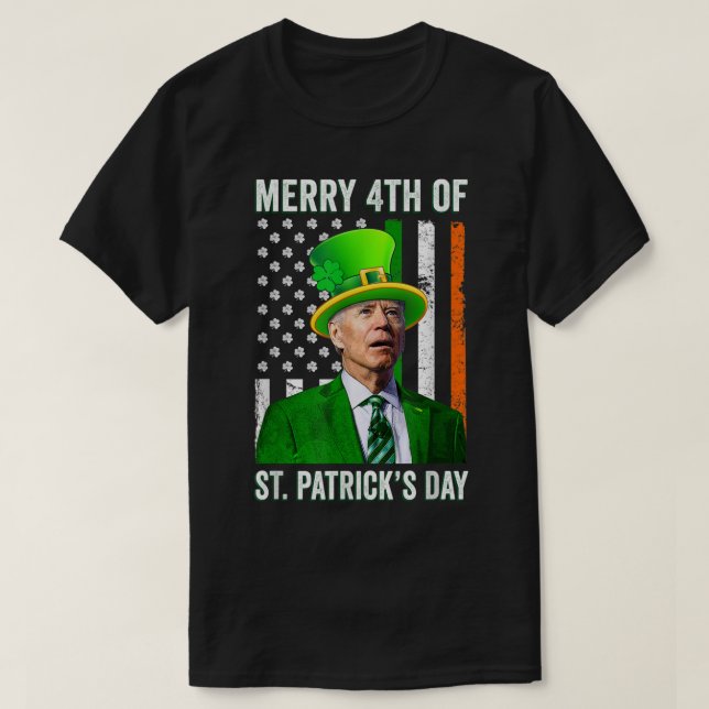 Camiseta Feliz 4º Da Rua, Dia de Patrick Joe Biden Leprecha (Frente do Design)