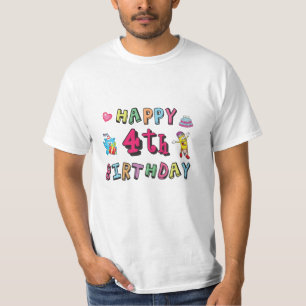 Camiseta Feliz 4.º Aniversário 4 anos desejos de dia