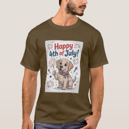 Camiseta "Feliz 4 de julho" Adorável Cão com Sparkler