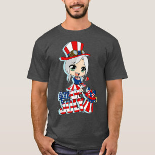Camiseta Feliz 4 De Julho, Anime Japonês Merch Cute Manga