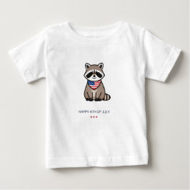 Camiseta Feliz 4 de Julho Arte Patriótica de Guaxinim