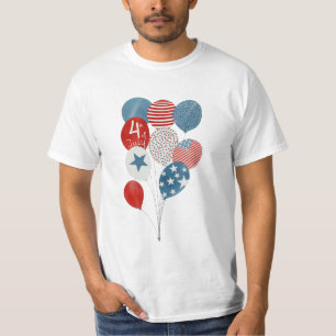 Camiseta Feliz 4 de julho balões de aquarela