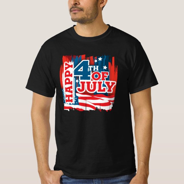 Camiseta Feliz 4 de julho - bandeira dos EUA (Frente)