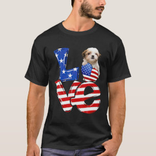 Camiseta Feliz 4 De Julho, Cão-De-Orelha De Amor Americano