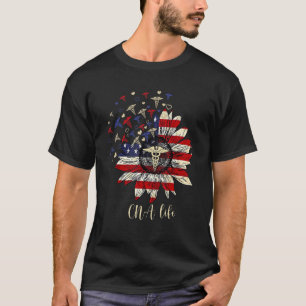 Camiseta Feliz 4 de julho Cna Life Enfermeira Tripulação Su
