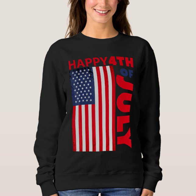 Camiseta Feliz 4 De Julho Com Bandeira Dos Eua (Frente)