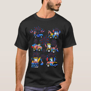 Camiseta Feliz 4 De Julho De Construção De Escavador De Cra