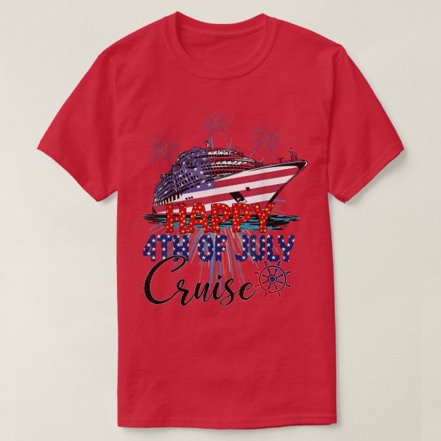 Camiseta Feliz 4 De Julho De Cruise Squad Matching Group Fa (Frente do Design)