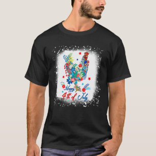 Camiseta Feliz 4 de Julho Desbotado Flor do Agricultor de F