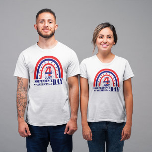 Camiseta Feliz 4 de julho, Design de Red White e Blue Boho