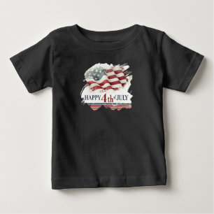 Camiseta Feliz 4 de Julho - Design Vintage da Bandeira Amer
