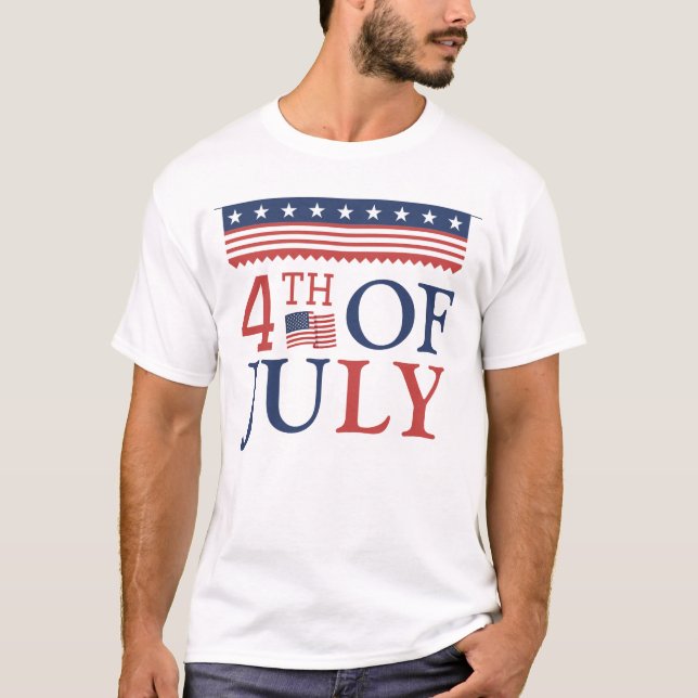 Camiseta Feliz 4 de julho Dia da Independência América (Frente)