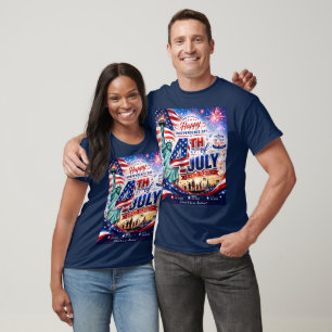 Camiseta Feliz 4 de Julho Dia da Independência Patriótico 