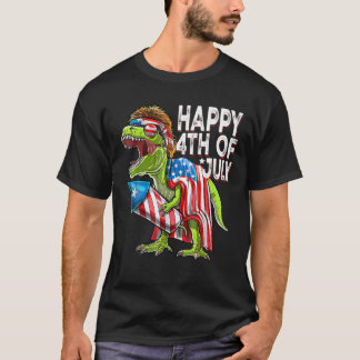 Camiseta Feliz 4 De Julho Dinossauro 4 De Julho Meninos M