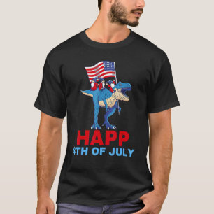 Camiseta Feliz 4 de Julho Dinossauro Amerisaurus Dino Menin